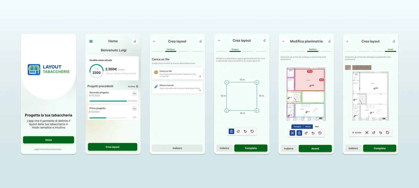 Final UI from onboarding to layout completion