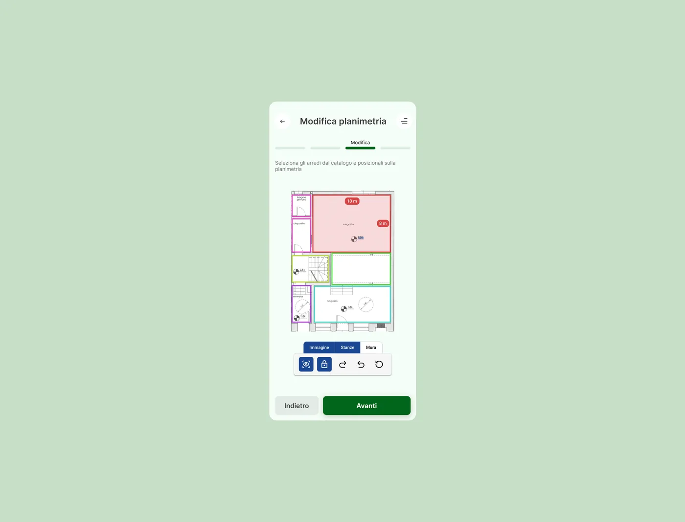 Edit floor plan with furnishings