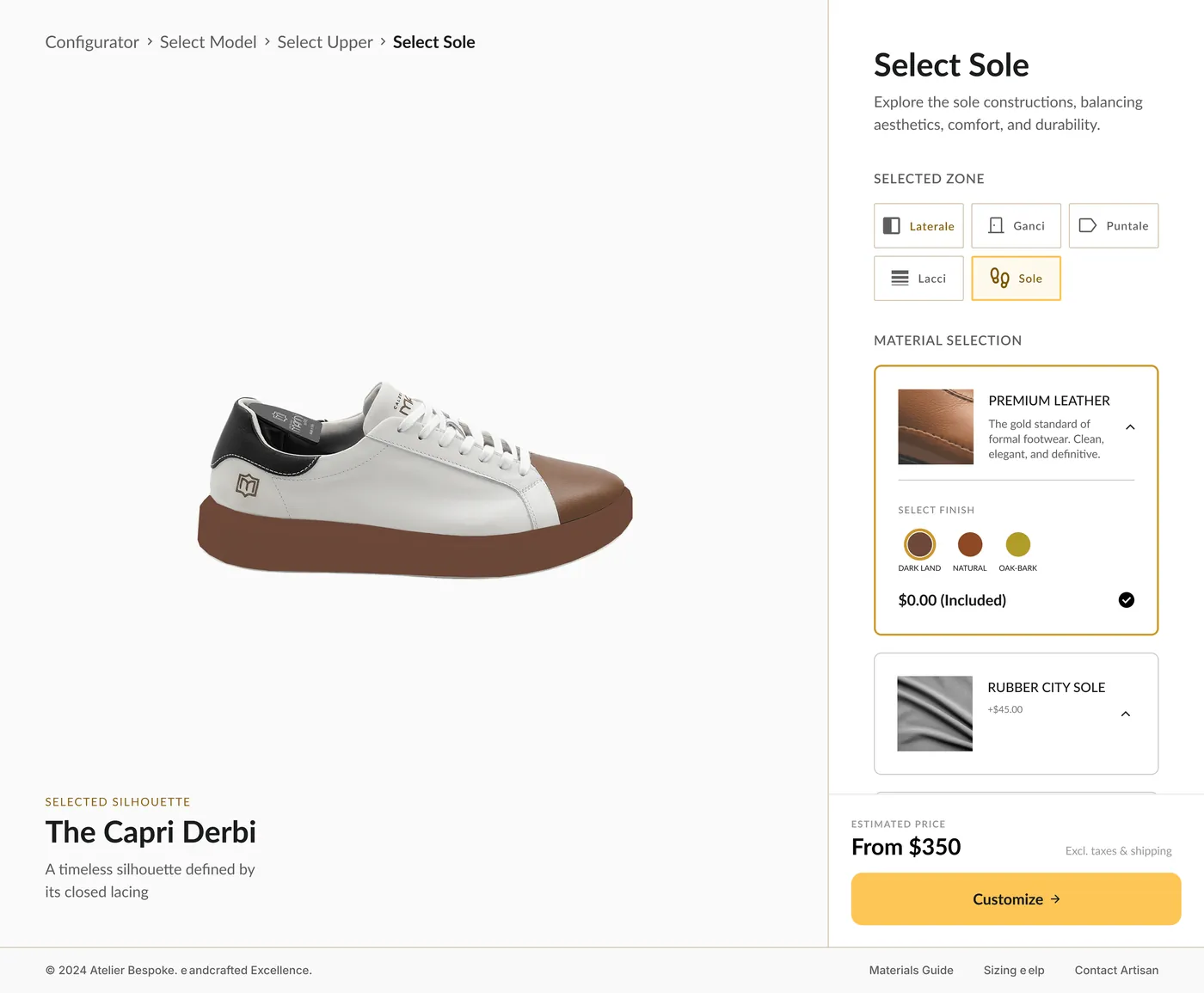 Select sole screen